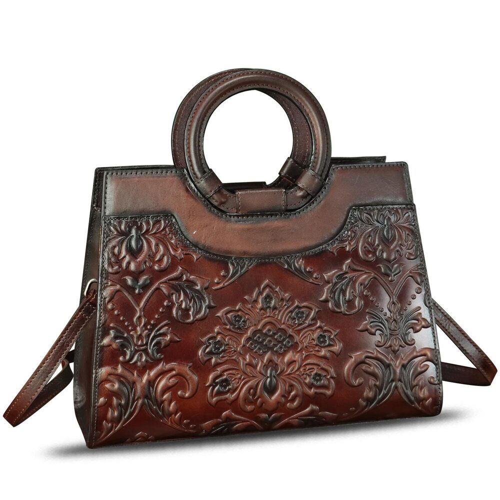 3381 Leather Purses and Handbags Vintage Embossed Leather Crossbody